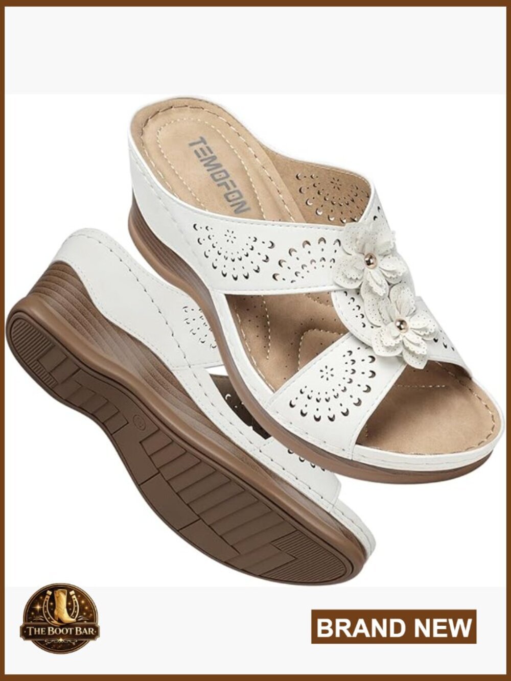 Wedge Sandals for Women - Comfortable Open Toe Slip On - Arch Support Walking
